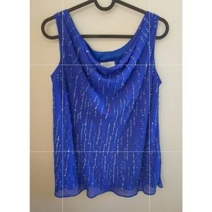 Azure Blue Top with Beading and Sequin Details